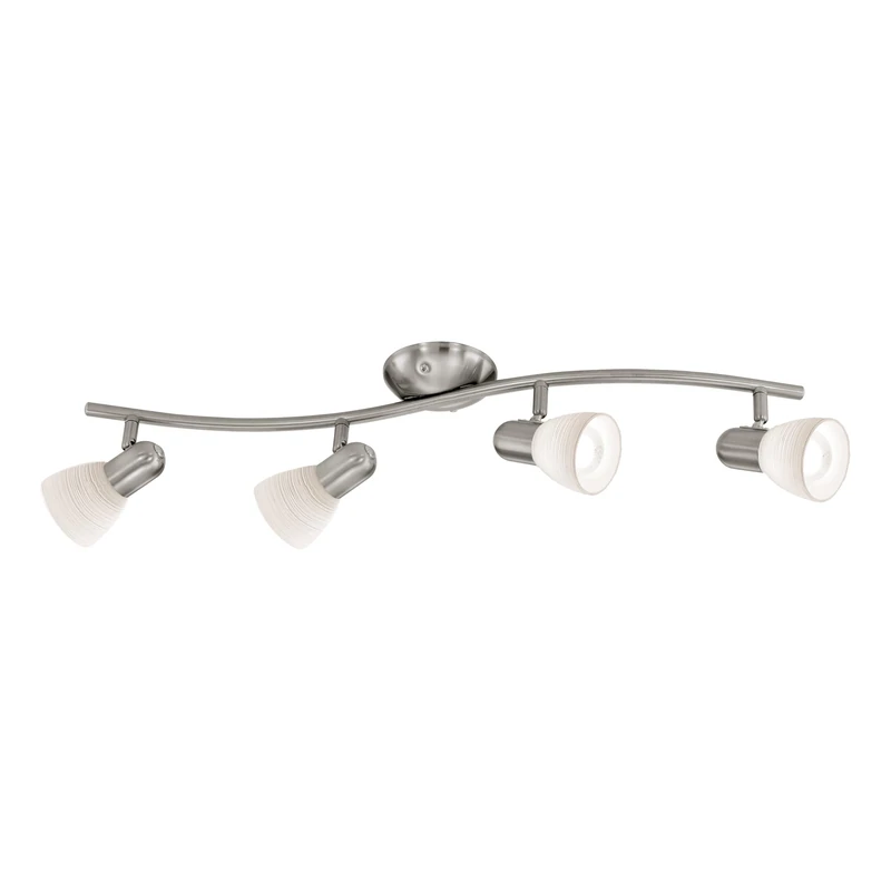 Eglo Ceiling Light Dakar 1, 4-Flame Ceiling lamp, Ceiling Spotlight Made of Steel, Colour: matt Nickel, Glass: Frosted Glass with Brushed Effect, White, Socket: E14