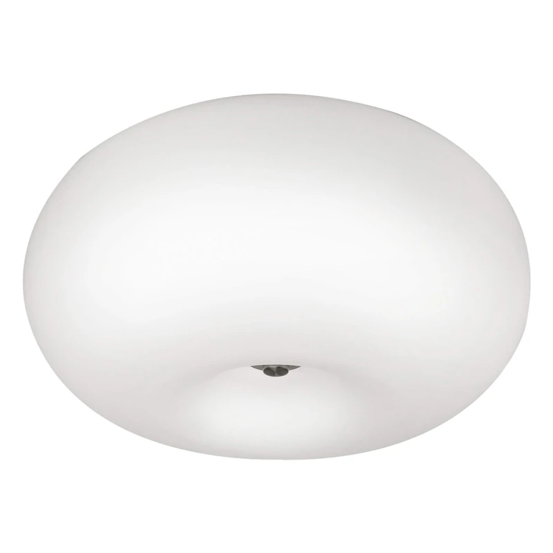 Eglo Ceiling Lamp Optica, 2 Bulbs Ceiling Light Fixture, Material : Steel, Colour : Nickel Matt, Glass : Opal Matt White, Socket : E27, Ø : 28 Cm (11")