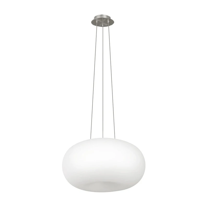 Eglo Optica 1 Light Schoolhouse Pendant - Nickel-Matt Steel - Image 1