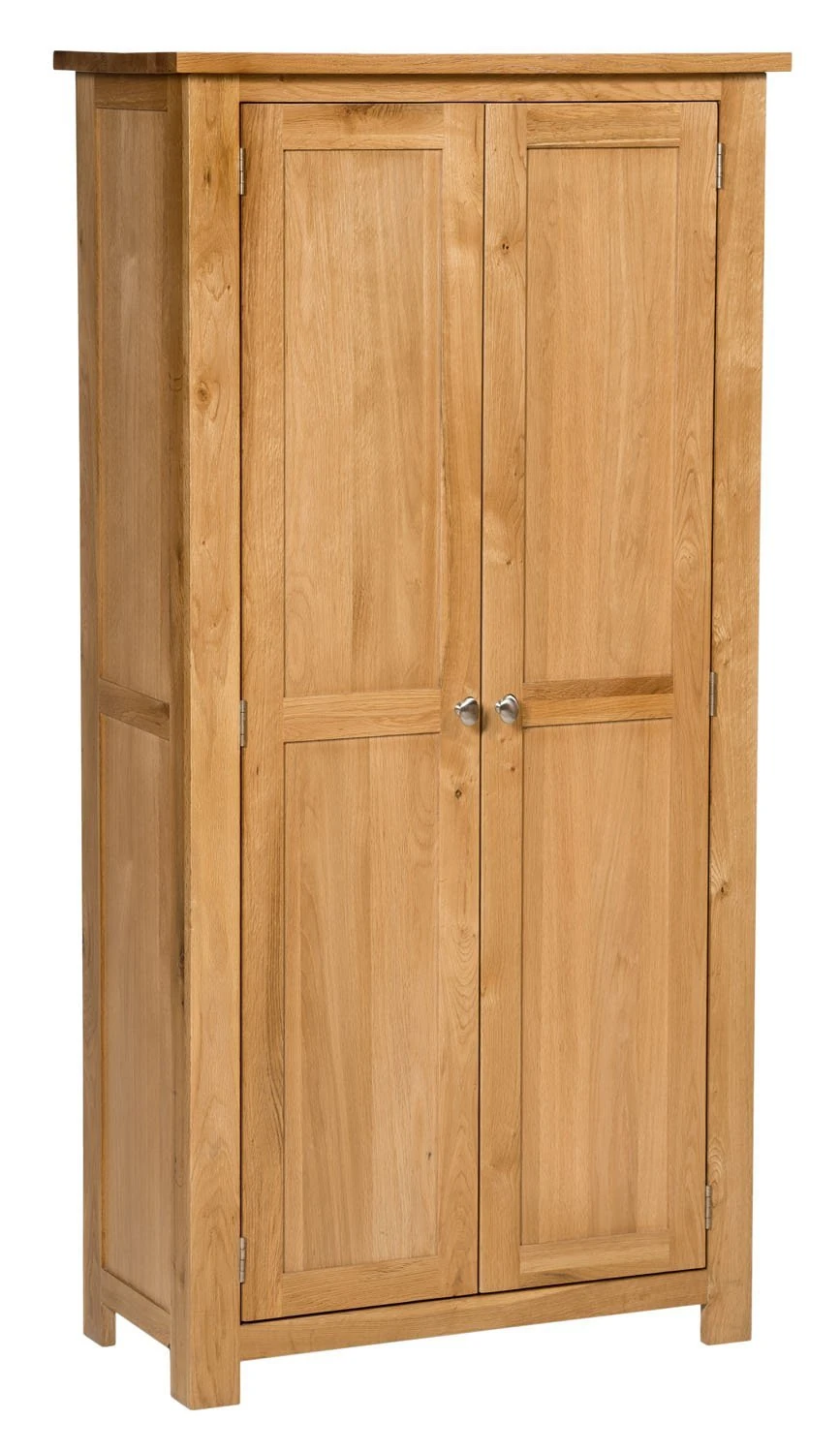 Hallowood Furniture Waverly Oak Cupboard with Shelves, 2-Door Medium Wooden Cupboard, Craft Storage Cabinet, 3-Shelf Solid Oak Furniture for Home, Office, Kitchen or Bedroom