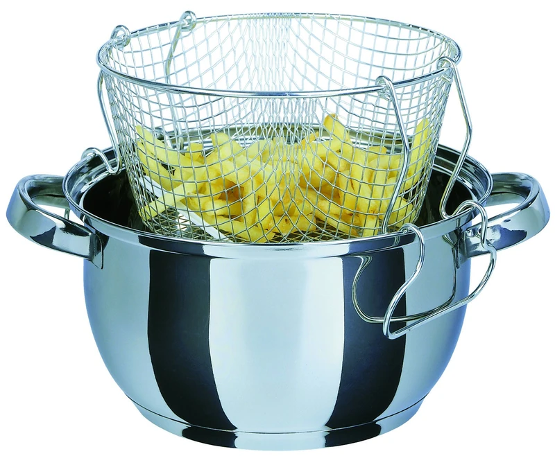 GSW Stainless Steel French Fries Pot - 3 Litre with Glass Lid