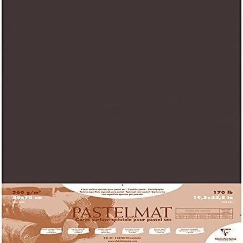 Clairefontaine - Ref 96009C - Pastelmat Card Sheets (Pack of 5 Sheets) - 360gsm Card - 50 x 70cm - Anthracite Colour - Specially Formulated For Use With Pastels