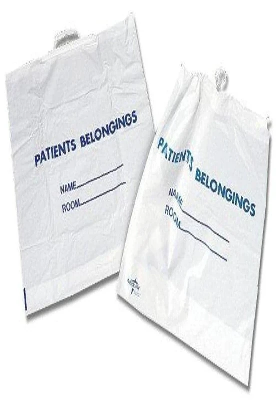 Medline NON026330 Drawstring Patient Belonging Bags, 18" x 20" x 4", Clear (Pack of 250)
