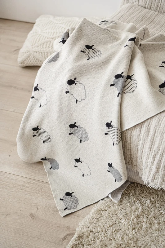 Kaiser 65213 Sheep Baby Blanket Knitted 100% Organic Cotton (Organic Organic), Breathable Baby Blanket, All Year Round, Newborn, Pram Blanket, Baby Seat Blanket, Colour Natural Combo