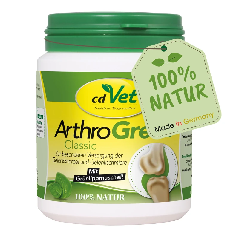 cdVet Natural Products ArthroGreen Classic 70g - for optimal function of the joints and musculoskeletal system - optimal supply of vitamins - joy of movement - strengthening - vitamins -