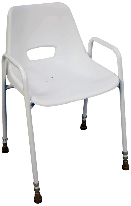 Aidapt Fully Assembled Shower and Bath Chair With Adjustable Height, Backrest for Comfort, Non-Slip Rubber Feet, Armrests to Aid Rising and sitting. For Elderly, Disabled, Pregnant, Unsteady on Feet