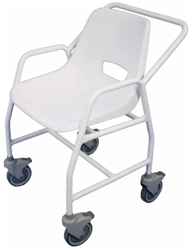 Aidapt Mobile Shower Chair with Locking Castors, Hand Grips and Push Bar. For Elderly, Disabled, Pregnant or Unsteady on their Feet Users