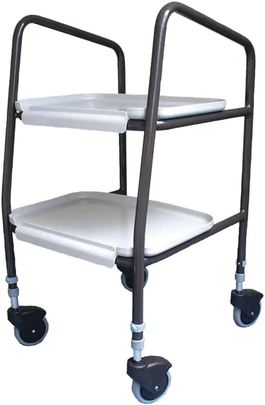 Aidapt Wingmore Sturdy Height Adjustable Trolley. Clip on/off Trays. Ideal for Transferring Meals, Dinner, Tea etc