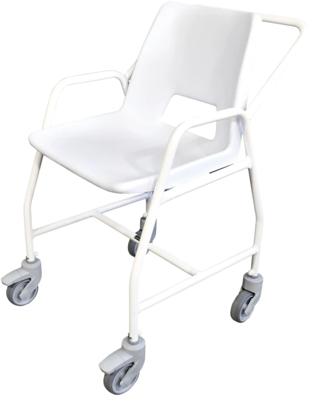 Aidapt Hythe Mobile Shower Chair Wheeled Fixed Height,2 Braked Castors at Rear,Push Handle for Carer Reduce Strain on Carer Elderly,Disabled,Pregnancy SUPPLIED ASSEMBLED NO TOOLS REQUIRED