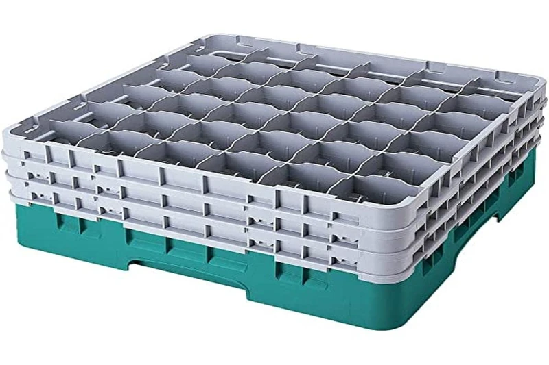 Cambro 36S638 Camracks Polypropylene Rack for 7.3 cm Diameter Handle and Tumblers, Turquoise, 1/1 Size, 36 Compartments, 17.4 cm Height, Pack of 3