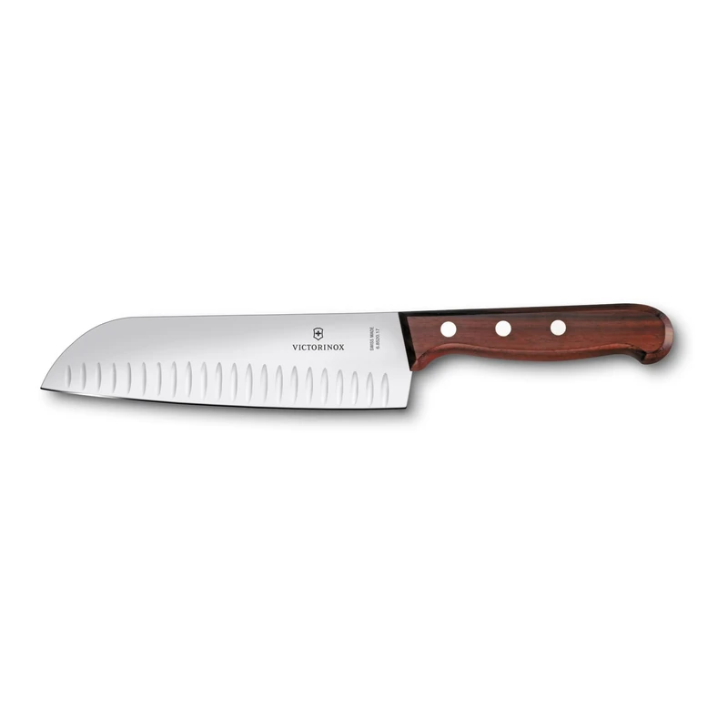 Victorinox Santoku Knife Rosewood with Fluted Edge in Gift Box, Stainless Steel, Brown, 17cm,6.8520.17G