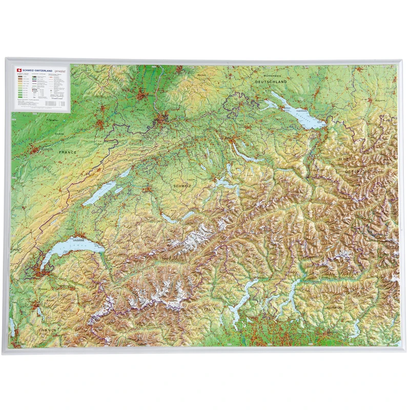 Switzerland relief wall map