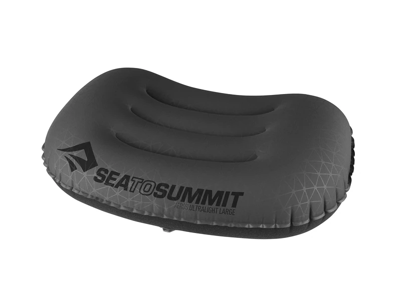 Sea to Summit - Aeros Ultralight Pillow L - Lightest Curved Inflatable Travel Pillow - Stretch-Knit 20D Polyester - Lock System - For Ultralight Backpacking - 44 x 32 x 14cm - Grey - 70g