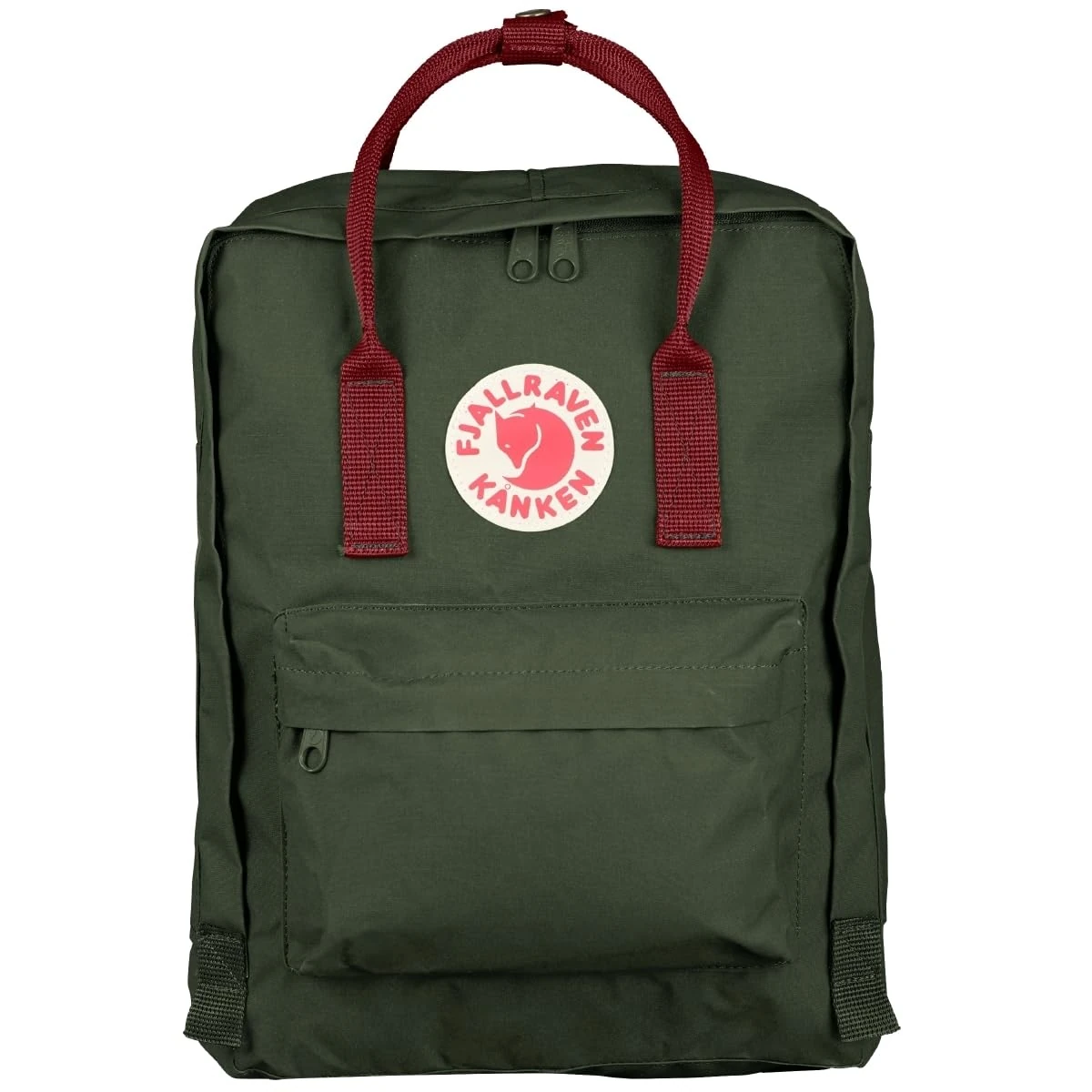 Fjallraven Unisex Backpack Kanken, Forest Green/Ox Red, 38 x 27 x 13 cm, 16 L