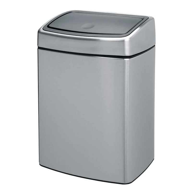 Brabantia Wall-Mounted Rectangular Touch bin 10 Litre, Fingerprint Proof Matt Steel