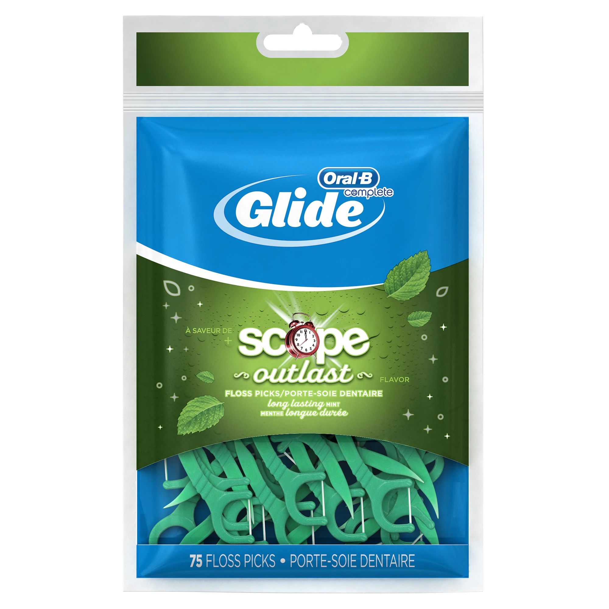 Oral B Glide Floss Picks Plus Scope Outlast - Long Lasting Mint - 75 ct