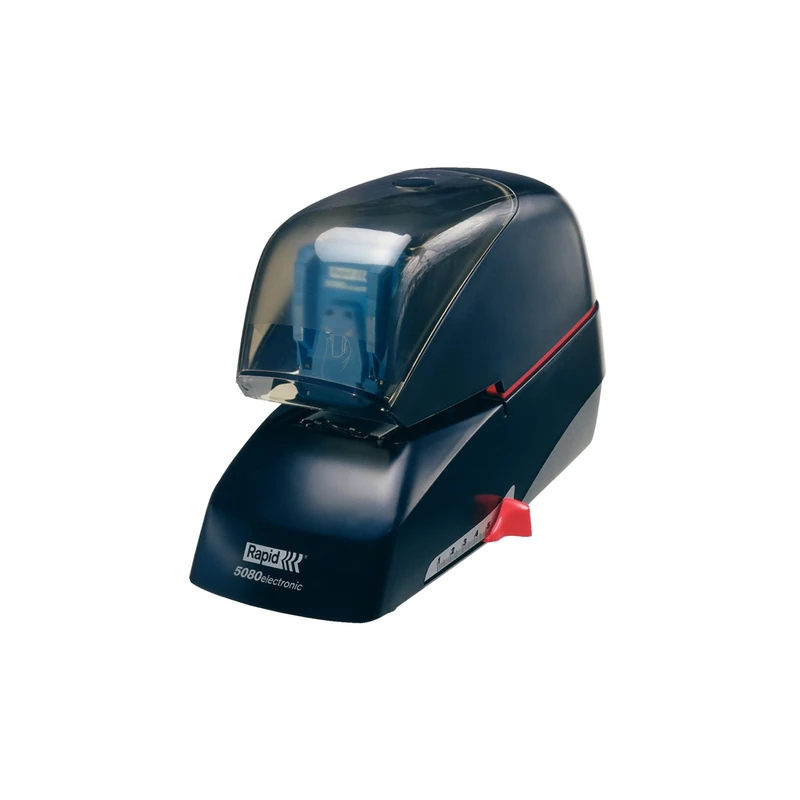 Rapid Supreme 5080e Contactless Electric Stapler, 80 Sheet Capacity, Mains Powered with global Plug, Flat Clinch Stapling, Staples Included, Metal and Plastic, Black, 20993410