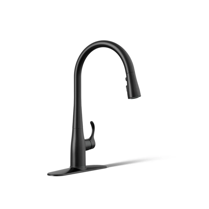 KOHLER K-596-BL Simplice Single-Hole Pull-Down Kitchen Faucet, Matte Black