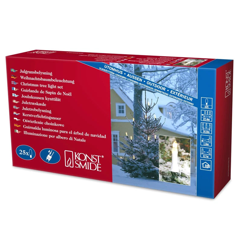 Konstsmide 2012-000 Tree Chain with top Bulbs, for Outdoor use (IP44), 230 V Outdoors, Separable Plug, 25 Clear Bulbs, Green Cable.