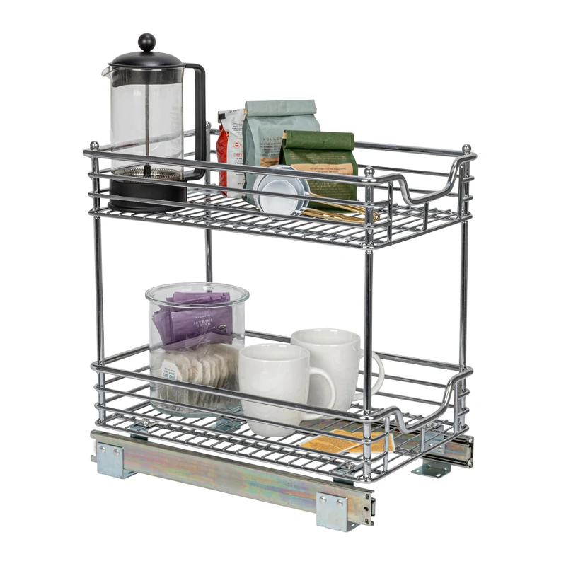 Household Essentials C21217-1 Glidez 2-Tier Sliding Organizer - Pull Out Cabinet Shelf - 11.5 Inches Wide