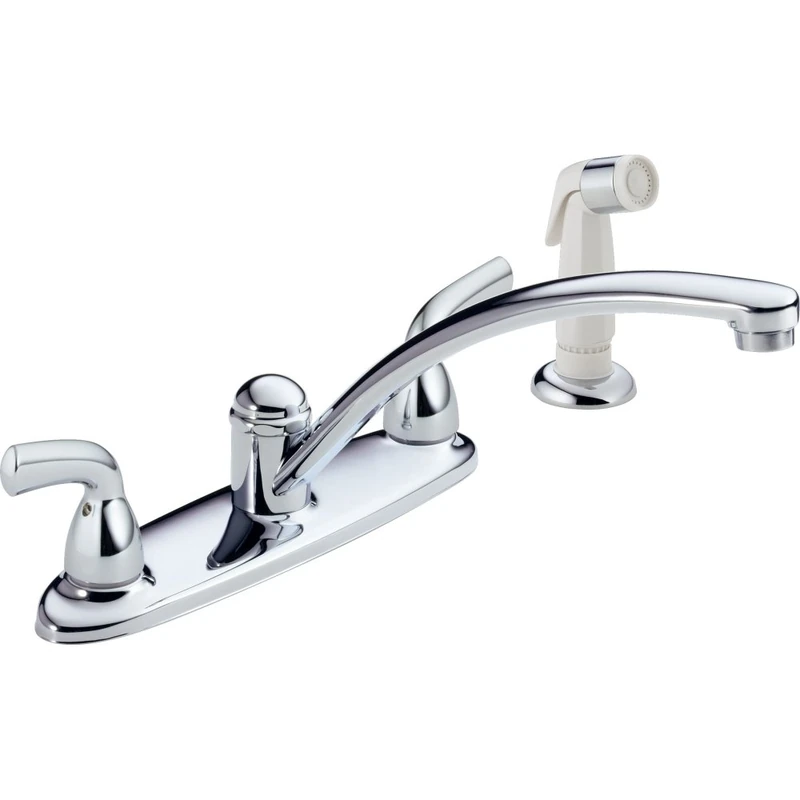 Delta Foundations B2410LF Two Handle Kitchen Faucet with Spray, Chrome