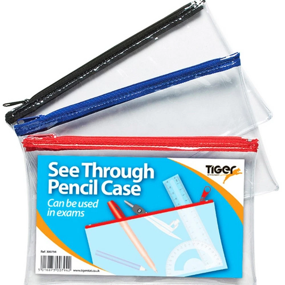 Tiger Pencil case - Clear See Through - Short 20x12.5cm x 1 Single