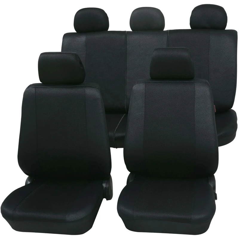 PETEX 26174804 Sydney Seat Cover 11 Pieces Polyester Black Driver Seat Passenger Seat Rear Seat
