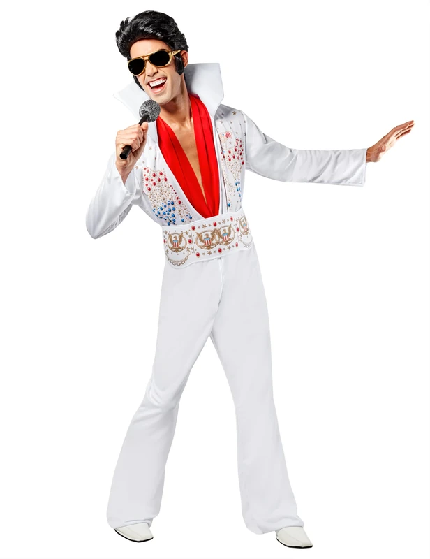 Rubies 889049S Aloha Elvis Celebrity Adult Sized Costumes, White, S