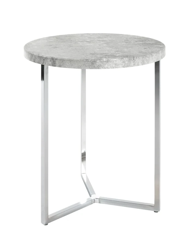 HAKU Möbel End Table Concrete Optic, Chrome, Mdf, Metal - Size: H 54 cm X Ø 45 cm, Style: Modern