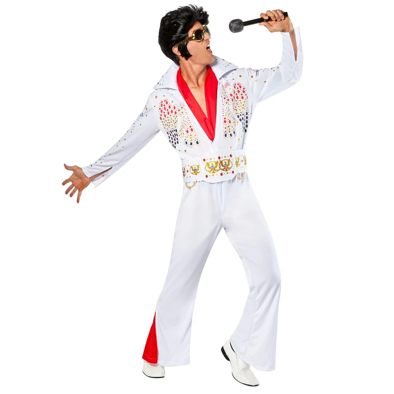 Rubies 889050M000 Deluxe Adult Elvis Costume Fancy Dress, Men, White, Medium Chest 41' Halloween - Image 1