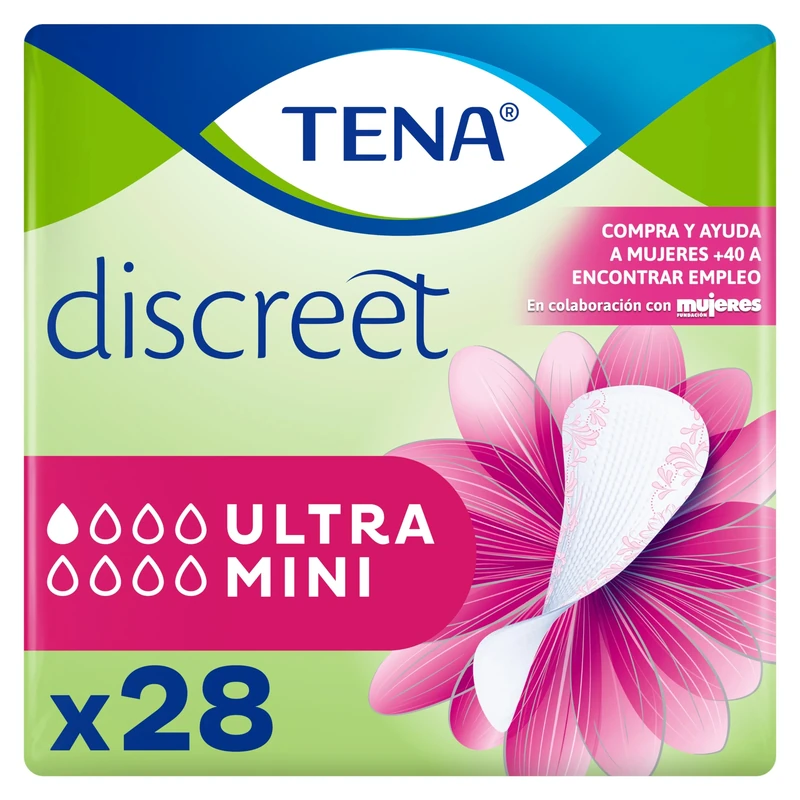 TENA Discreet Ultra Mini x 28 - Ultra Thin Lip Liners for Women with microPROTEX Technology - for Incontinence and Mild Urine Loss