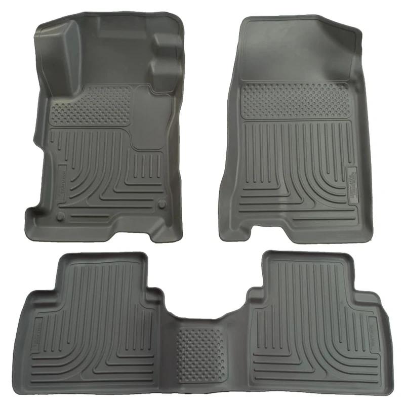 Husky Liners Weatherbeater Floor Mats | Fits 2006-2011 Honda Civic 4 Door | Front & 2nd Row, 3-pc Grey - 98412