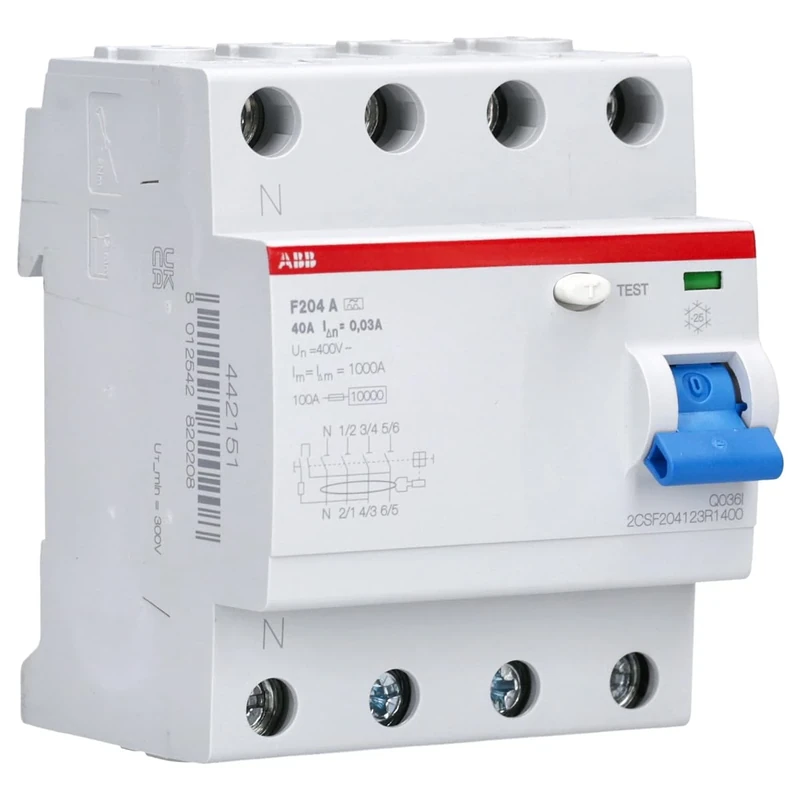 ABB F204 A-40/0.03-L Residual Current Circuit Breaker 4P Type A 30mA 40A 2CSF204123R1400