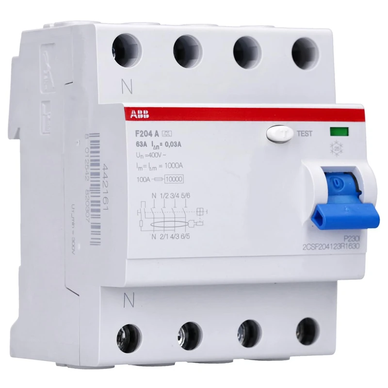 ABB F204 A-63/0.03-L Residual Current Circuit Breaker - 4P - Type A - 30mA - 63A 2CSF204123R1630