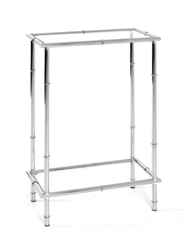 HAKU Möbel Console Chrome, Metal, Tempered Glass - Size: W 50 cm X H 75 cm X D 25 cm, Style: Modern