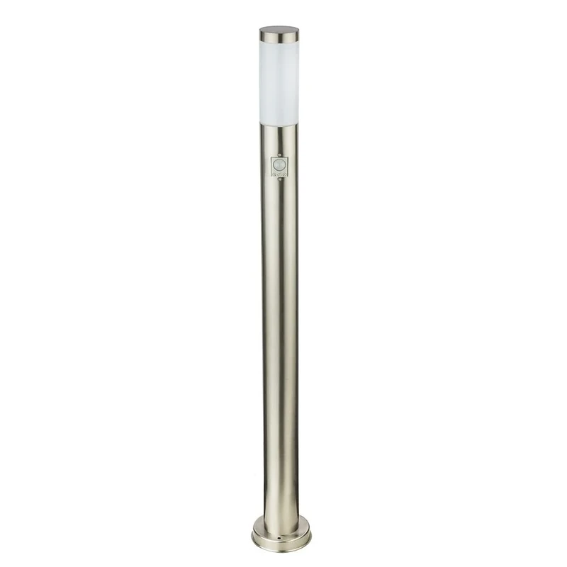 Globo E27 Boston IP44 Stainless Steel Sensor Tall Outdoor Bollard, Silver - Image 1