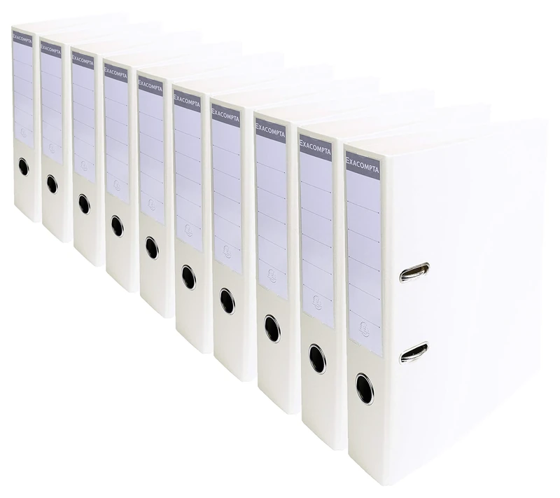 Exacompta - Ref. 53748E - Box of 10 A4 Prem'Touch lever arch files - Spine 70 mm - Mechanical 75 mm - External dimensions: 32 x 29 x 7 cm - Format to file A4 - Colour: White