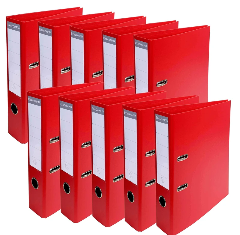 Exacompta - Ref 53745E - Prem'Touch PVC Lever Arch File - 320 x 290mm in Size, 2 Rings, Can Hold A4 Documents, 70mm Spine, 75mm Rings, FSC-Certified - Red Cover