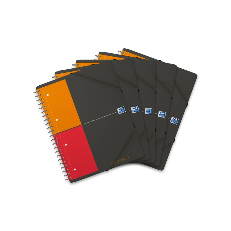 OXFORD International Meetingbook A4+ Notebook Small Squares 5 mm 160 Pages Full Bound Polypropylene Cover Grey