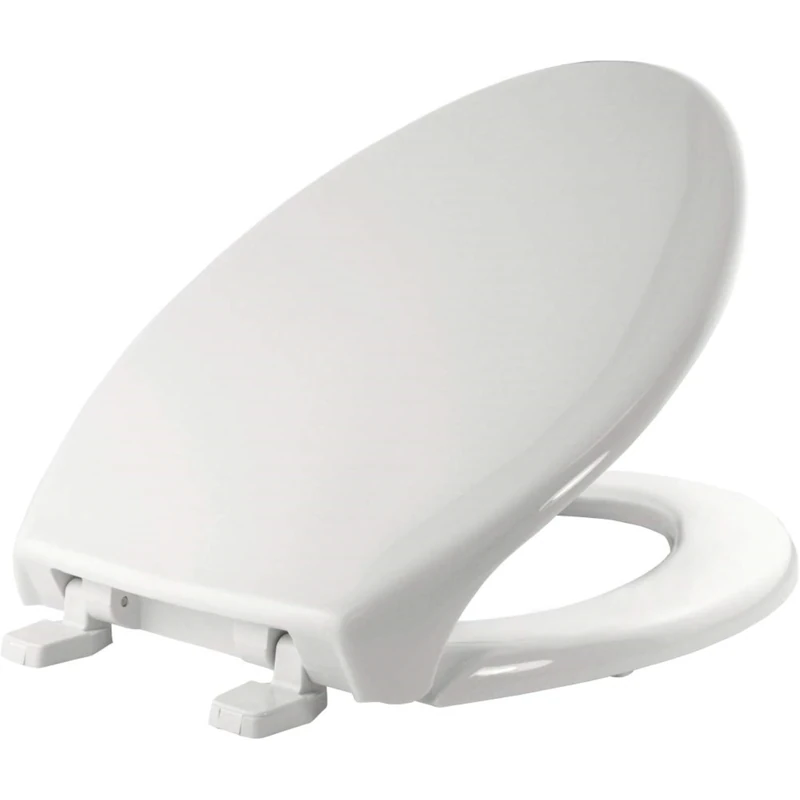 Bemis 1900 000 Commercial Heavy Duty Closed Front Toilet Seat with Cover and Self-Sustaining Hinges, White, Elongated