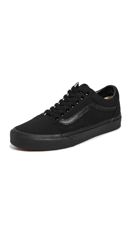 Vans Old Skool Leather, Unisex-Adults' Low-Top Trainers, Black/Black Canvas, 13 UK