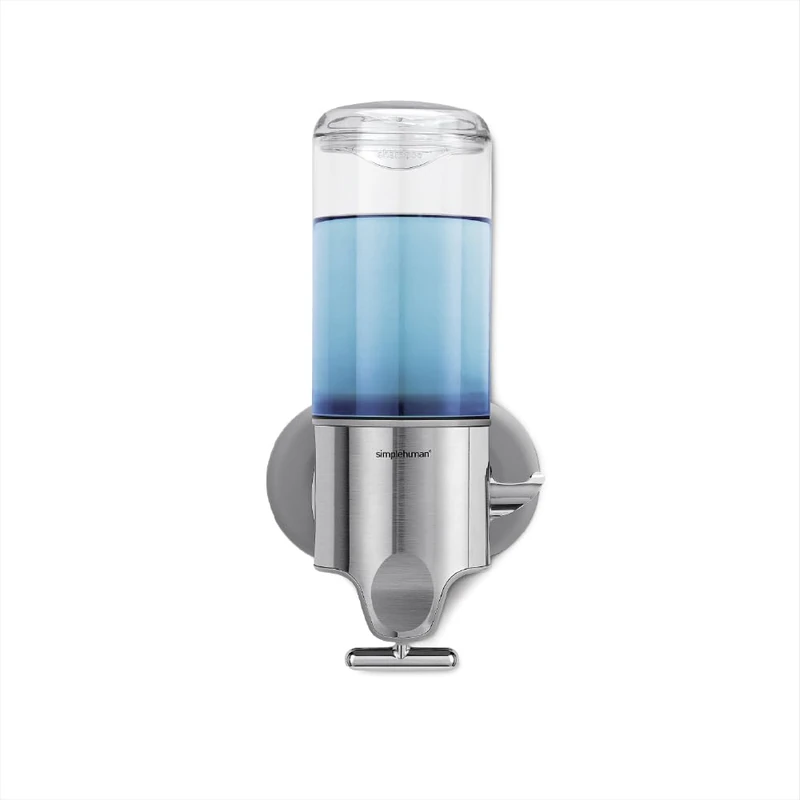 simplehuman BT1034 444ml Single Wall Mounted Soap Dispenser Pump for Soap, Shampoo, Conditioner, Shower Gel, Suitable for Bathroom, Easy to Install, Rustproof, Brushed Stainless Steel - Image 1