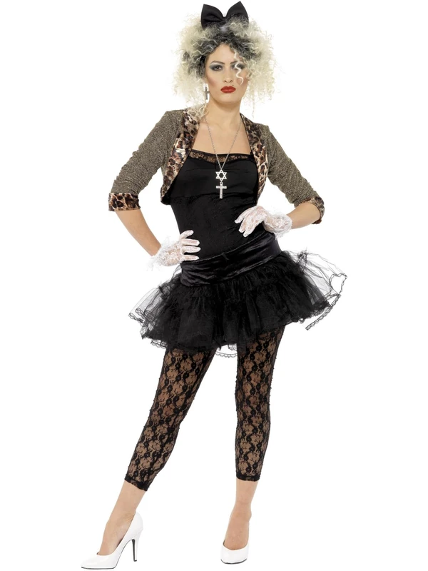 Smiffy's Women's 80's Child Costume , Black, M - UK Size 12-14
