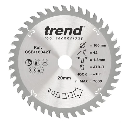 Trend Wood Cordless Circular Saw Blade, 160mm Diameter, 16mm Bore, 24 Teeth, 1.5mm Kerf, +15° Hook, TCT, Medium Finish, CSB/16024T
