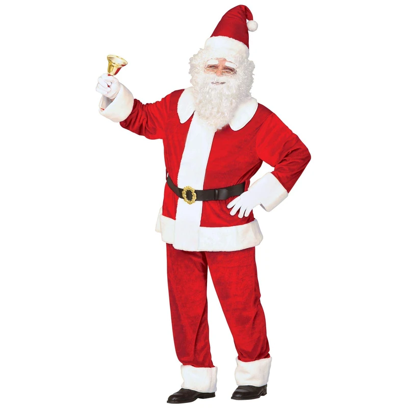 Widmann 1555 W Adult Luxury Velvet Santa Costume ? Tunic, Trousers & Hat with Plush Trim, Belt Buckle