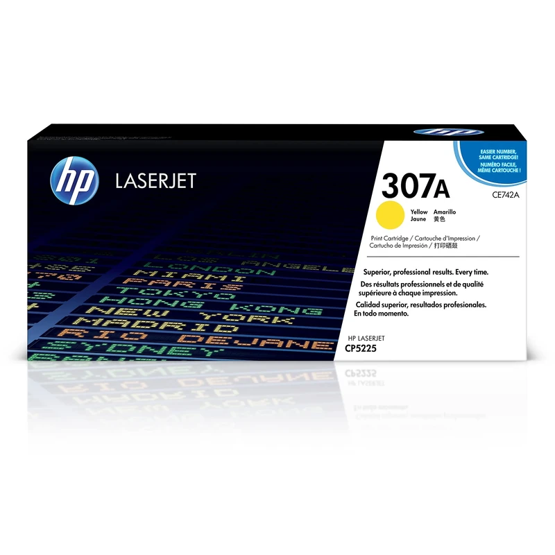 HP CE742A 307A Original LaserJet Toner Cartridge, Yellow, Single Pack