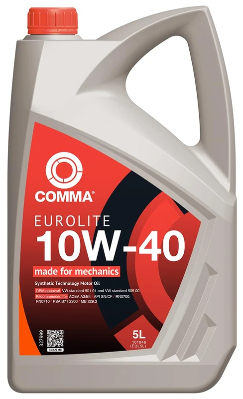 Comma EUL5L Eurolite Semi Synthetic 10W40 Motor Oil, 5 Liter, 16 Count (Pack of 4508) - Image 1