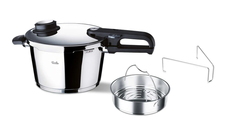 Fissler Pressure Cooker with Steamer Insert and Tripod, Suitable for All Hob Types Including Induction, 18/10 Stainless Steel, Capacity: 8.0 L, Diameter: 26 cm, Vitavit Premium