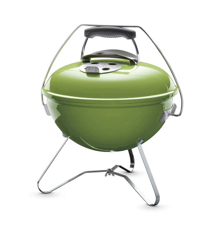 Weber Smokey Joe Premium Charcoal Grill, Ø 37cm Grill Area, Portable BBQ Grill with Convenient Carry Handle, Porcelain-Enamelled Lid & Bowl - Spring Green (1127704)
