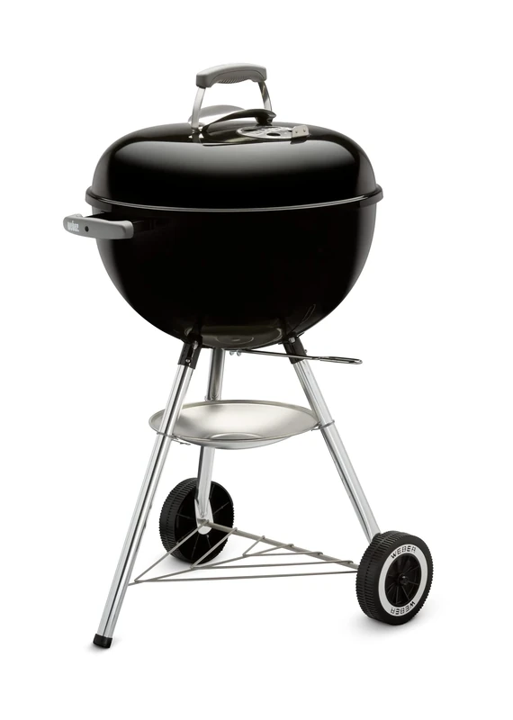 Weber Classic Kettle Charcoal Barbecue/Porcelain-Enamelled Lid & Bowl, 47 cm Cooking Surface, One-Touch Cleaning System, Lid Thermometer, Tripod Stand and Wheels, Black